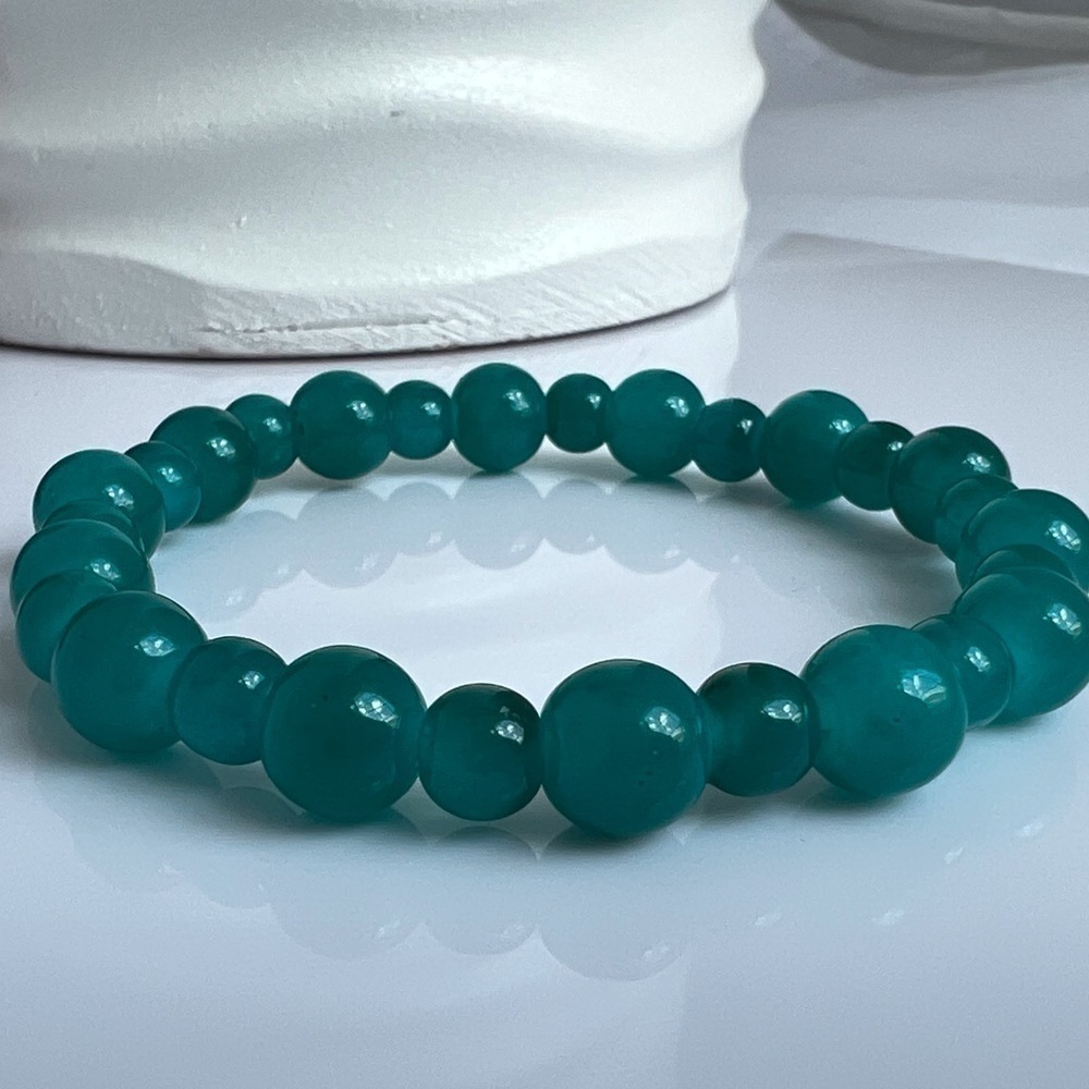 Teal Stretch Beaded Bracelet - Picture 2 of 13